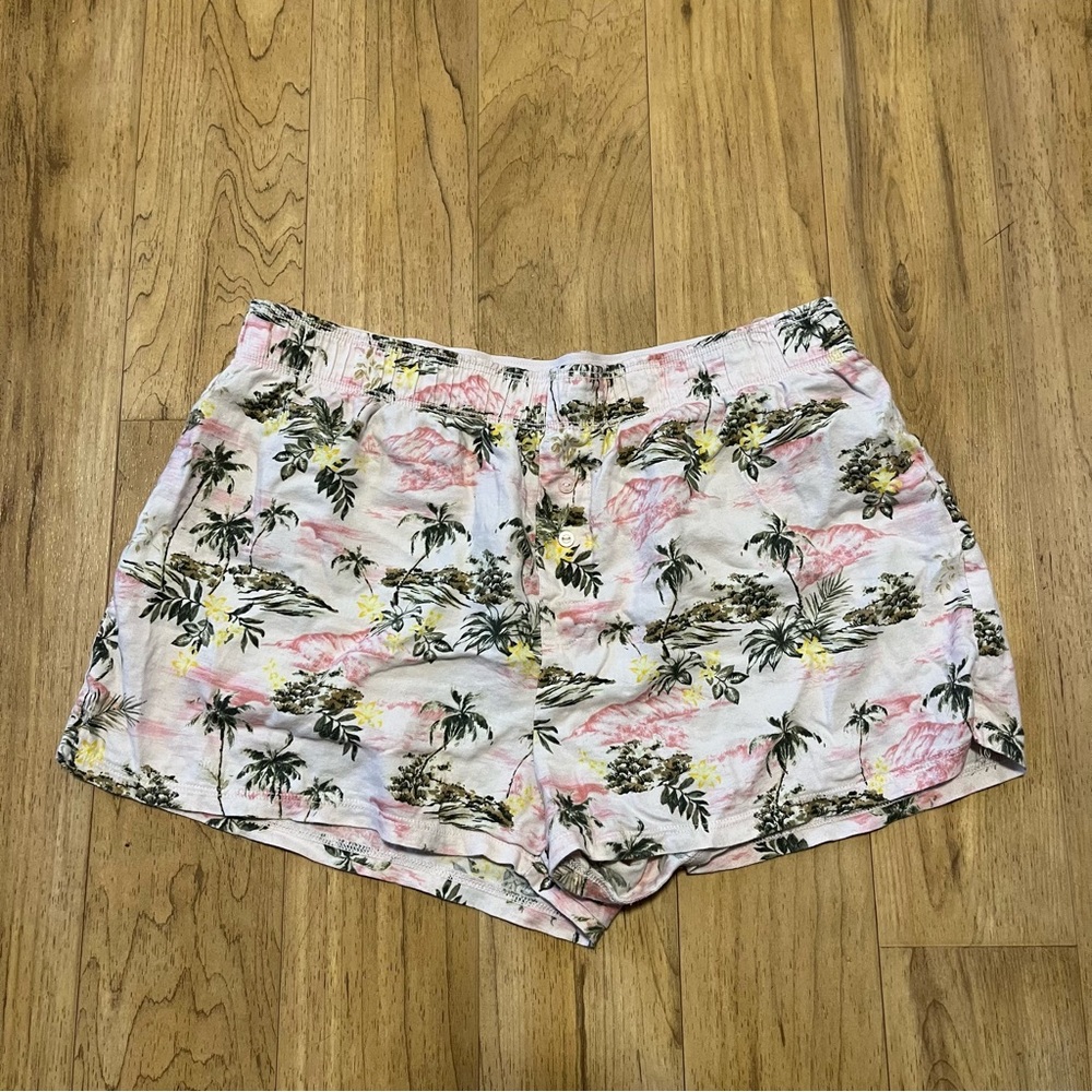 Victoria’s Secret PINK boxer shorts pajamas tropical summer palm tree beach XS